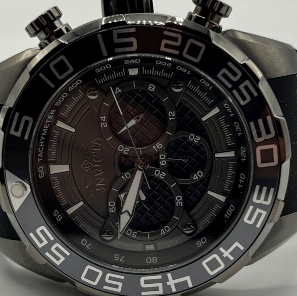 MENS BLACK n CHARCOAL 50MM INVICTA SPEEDWAY WATCH - Picture 2 of 4